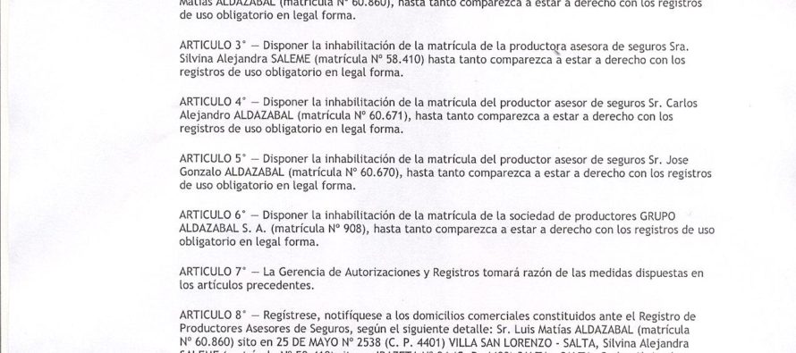 GRUPO ALDAZABAL. FAMILIA ALDAZABAL. FIDELIZAR. Se hizo justicia.