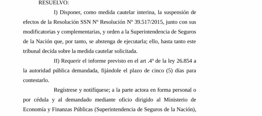 CAUTELAR. ADEAA. RESOLUCIÓN 39517 BONOS EN DOLARES. SUSPENSIÓN RESOLUCIÓN 39517.