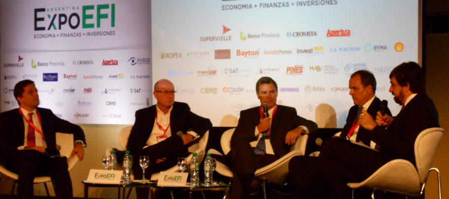 E. Iglesias (COLÓN), J. M. Devoto (INSUR), M. Larrambebere (SAN CRISTÓBAL), David R. Goytía (INTÉGRITY). Hablan en EXPOEFI 2018
