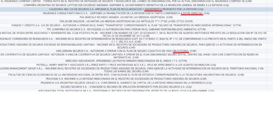 RS 23-7. Reemplazantes se buscan para cargo importante de control en la actividad aseguradora: confirmado por Economía y Cambiemos. Un PAS de apellido muy famoso en una banda non sancta. El seguro y sus costos 2001 y 2018: lo que menos se actualizó. XL es ahora XL COMPANY SE. Diputada denuncia ocultamiento de juicios de las ART: gravísimo como lo detalla. El IAPSER cumplió 70 años y PAZO no fue.