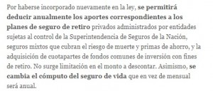 Deducción seguros de vida y retiro