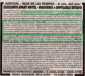 REMATE INDIO PAMPA FEDERAL SEGUROS MAR DE LAS PAMPAS 23-3-2019