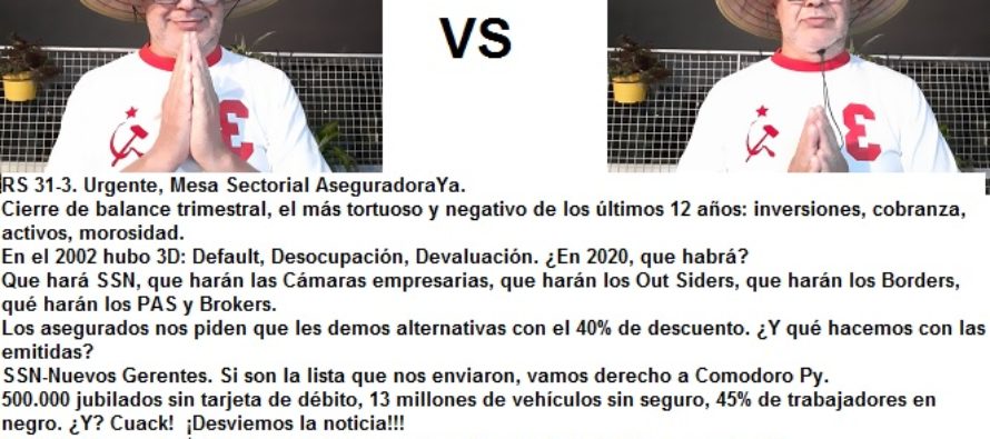 RS 31-3. El seguro empieza de CERO en 2020: Mesa Sectorial Ya. Trimestre OUT. Asegurados y PAS secos, Aseguradoras: mucho títulos e inmuebles, sin liquidez