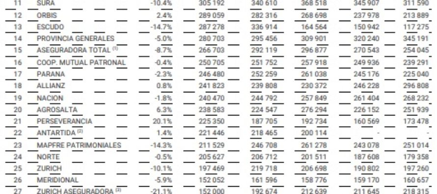 VER (VEHÍCULOS EXPUESTOS A RIESGO) AL 30-6 – SSN. RIVADAVIA, 1ra. FED PAT, 2da, SANCOR, 3ra. Bajas, caídas y disminución. Motos, Cero Crecimiento. Caídas en Tipos de Vehículos