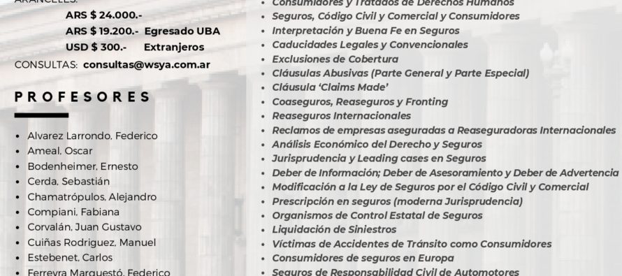 Posgrado de Seguros a través de Zoom, en la Facultad de Derecho de la UBA