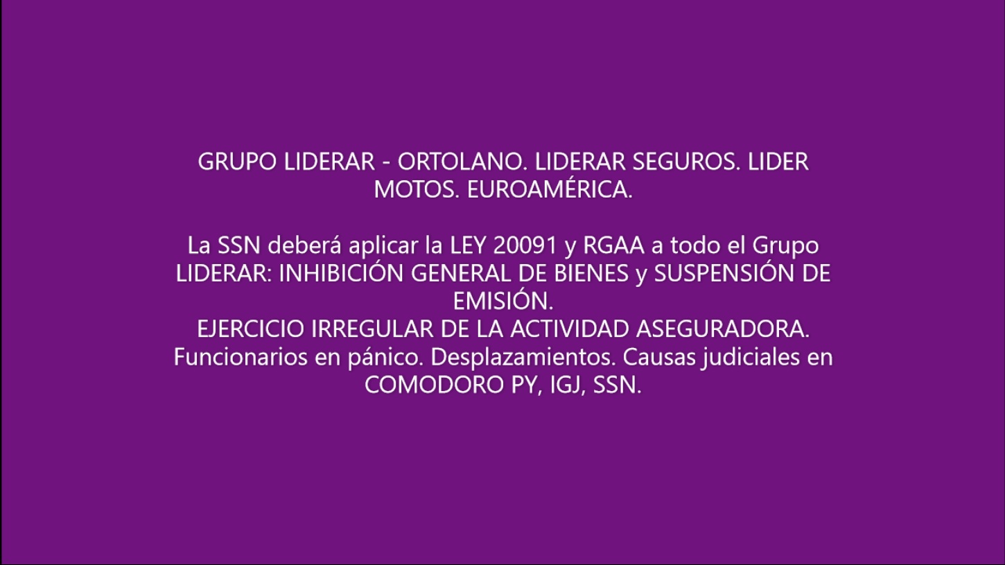 La SSN aplicará la LEY 20091 y RGAA a todo el Grupo LIDERAR: INHIBICIÓN GRAL DE BIENES y SUSPENSIÓN DE EMISIÓN. medida de manual.