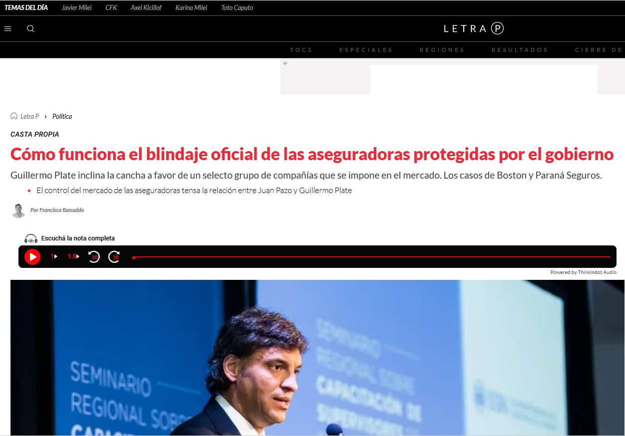 Cómo funciona el blindaje oficial de las aseguradoras protegidas por el gobierno. Guillermo Plate inclina la cancha a favor de un selecto grupo de compañías que se impone en el mercado. Los casos de Boston y Paraná Seguros.